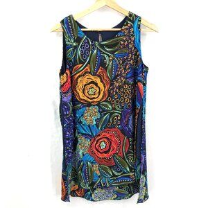 NEW Last Tango Sleeveless blouse artsy top multicolored flower tunic tank XS